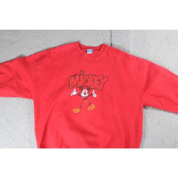 Disney Sweatshirt Vintage Mens Large Red Mickey Mouse Pull Over - Picture 3 of 7